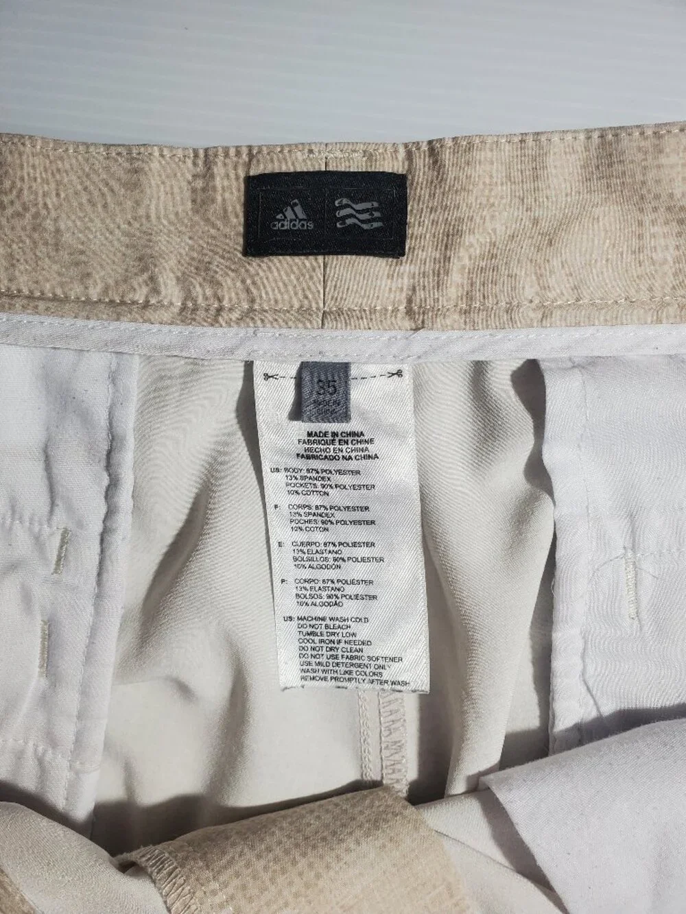 Adidas Adizero Golf Shorts Men's 35 Beige Ombre Flat-Front Stretch Performance